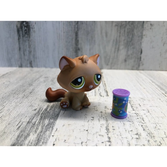 Littlest Pet Shop LPS Vintage Brown Cat Green Eyes 194 - Picture 1 of 3